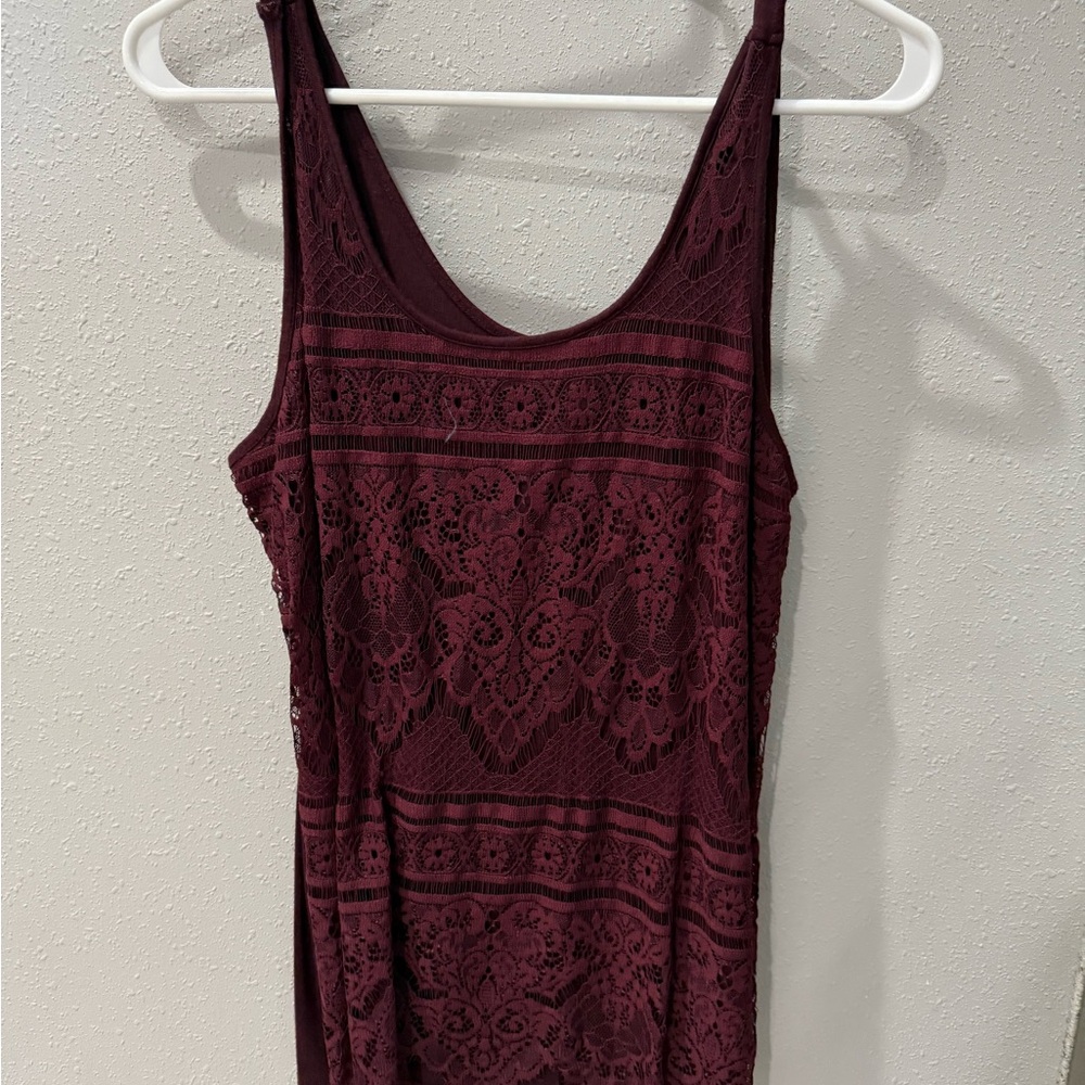 Maurices Burgundy Lace Tank Top